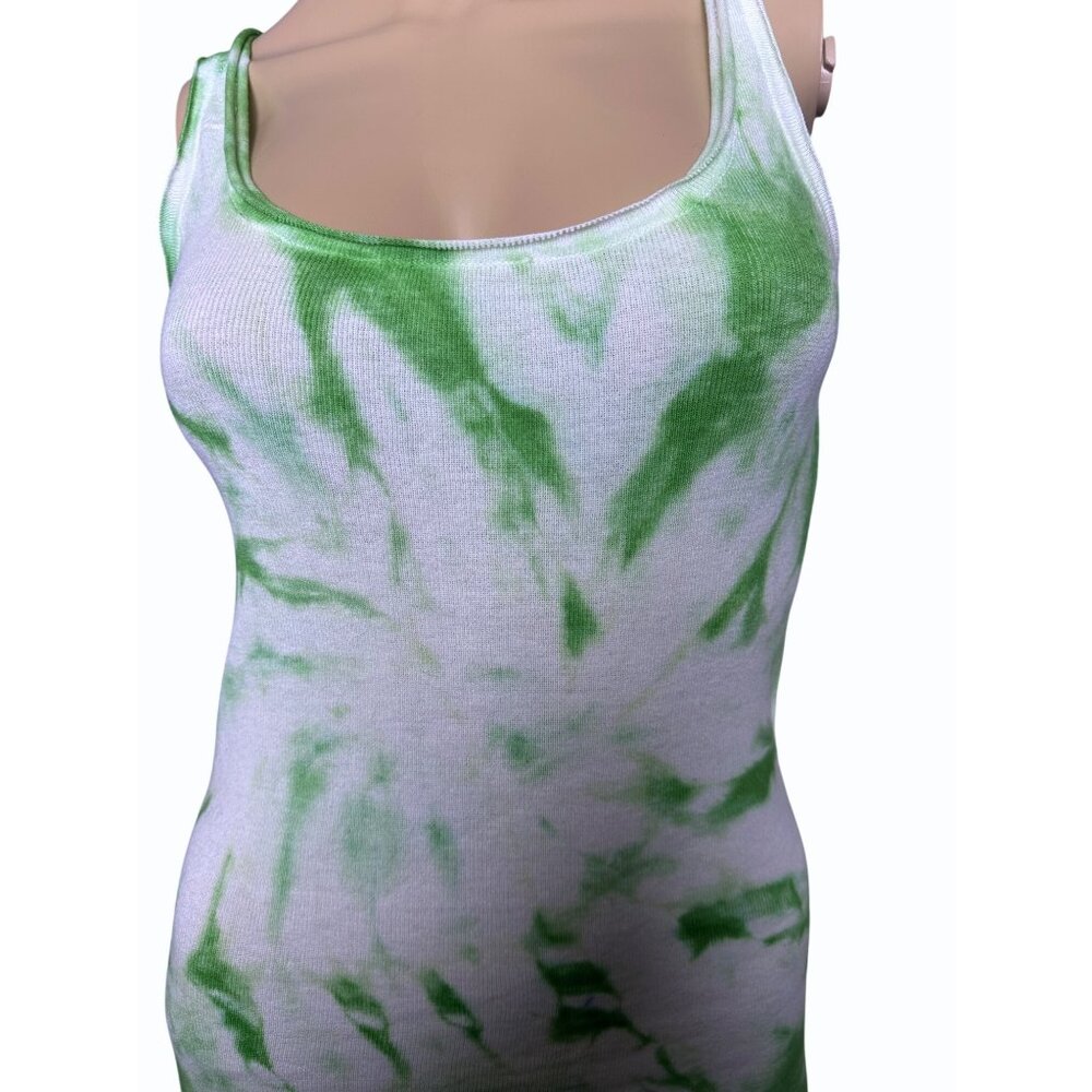 NWT Olivaceous Tie Dye Ribbed Cotton Tank Top Green & White‎ Size Small Festival - Picture 9 of 11